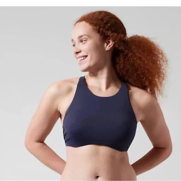 NWT Athleta 32 B/C Blue Maldives High Neck Bikini Top - Picture 3 of 8